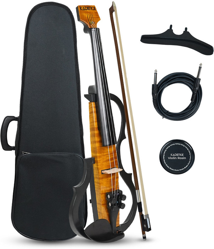 KADENCE Premium Headless Silent Electric Professional Violin with Built-in Pickup 4/4 Electric Violin(Brown Yes)