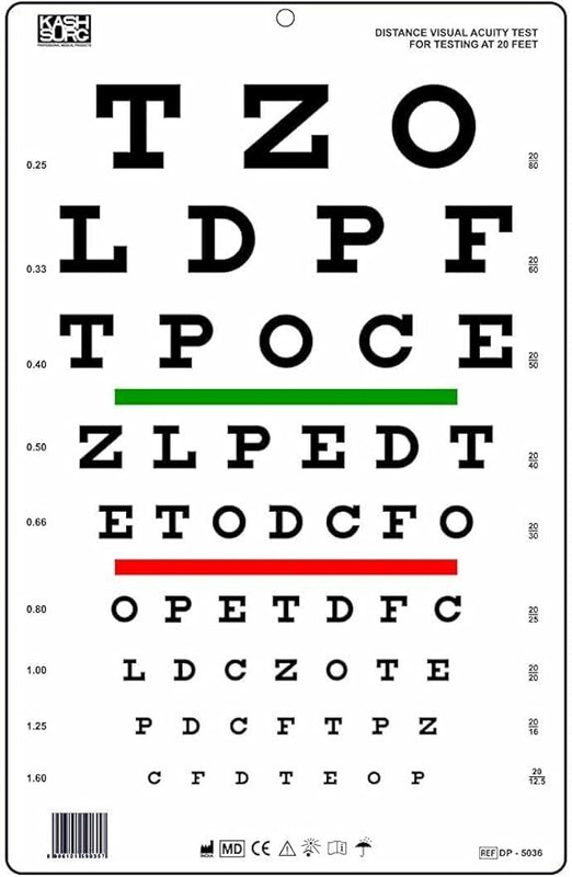 KASHSURG TZO Snellen Translucent Distance Vision Testing Chart Pack of 1 Vision Test Chart(E)