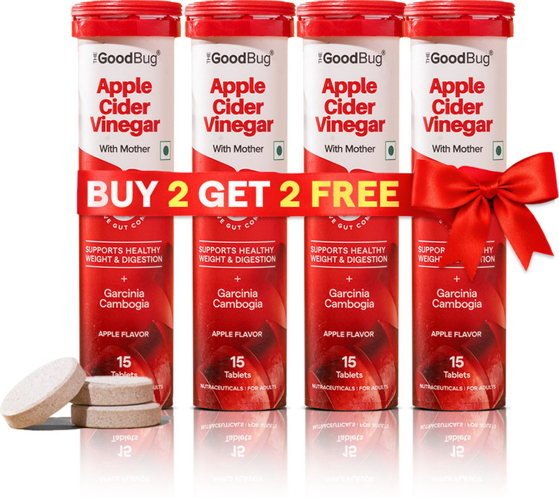 The Good Bug ACV Apple Cider Vinegar To Control Cravings & Weight loss � Effervescent(4 x 15 Tablets)