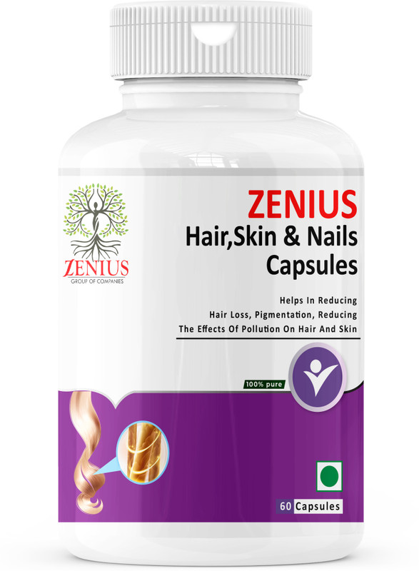 Zenius Hair Skin & Nails Capsules | Ayurvedic for Strong Hair, Glowing Skin & Nails(60 Capsules)