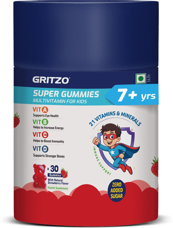 Gritzo Super Gummies Multivitamin (7+y Kids) (Natural Strawberry)(30 No)