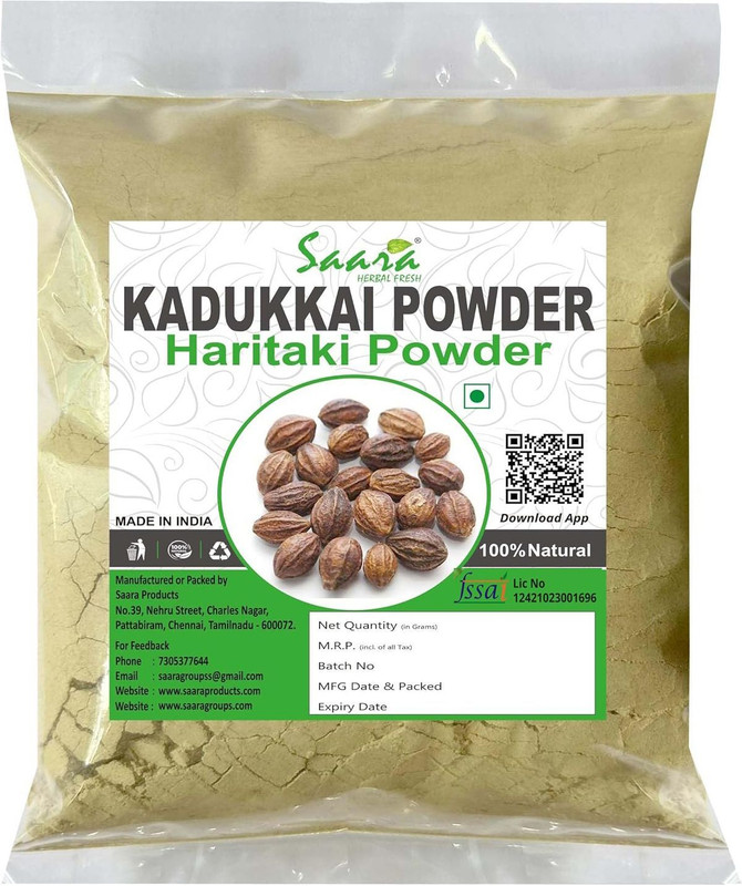 SAARA PRODUCTS Kadukkai Powder, 100g | Haritaki Powder | Harad | Katukka | Karakkaya(100 g)