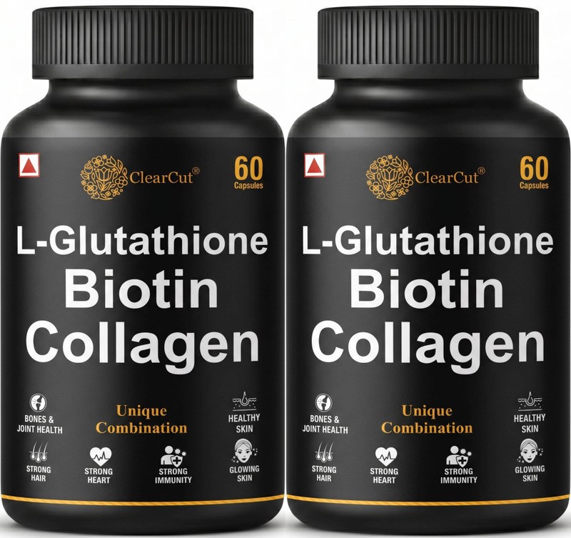Clearcut Double Glutathione Capsule Biotin collagen for skin brightening(2 x 60 Capsules)
