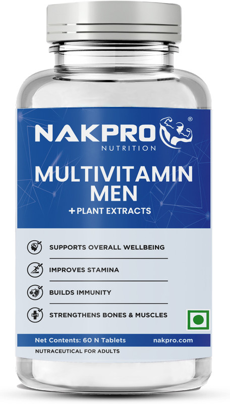 Nakpro Multivitamin Tablet for Men with Calcium, Zinc, Magnesium for Stamina & Immunity(60 Tablets)
