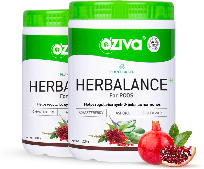 OZiva HerBalance for PCOS (with Myo-Inositol), Natural Drink for PCOS Management(2 x 200 g)