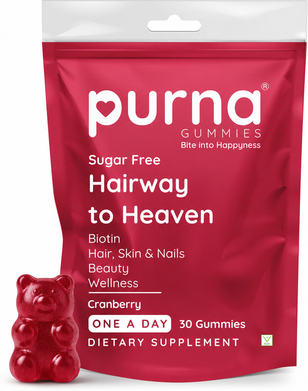 Purna Gummies Sugar Free Biotin Cranberry Flavour Gummy for Hair, Nails, & Skin, 1 daily(30 No)