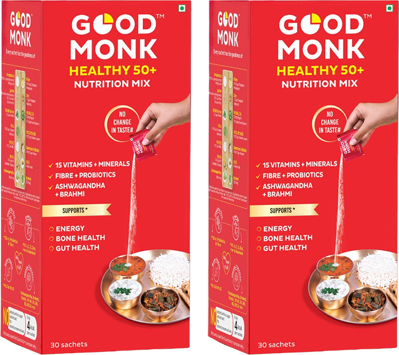 Good Monk Healthy 50+ Nutrition Mix|Energy&Bone Health|Multivitamin,Probiotic,Ashwagandha(285.6 g)