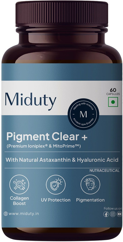 Miduty Pigment+ Skin Shield Anti-Aging & Skin Hydration Supplement with Ioniplex,(60 Capsules)
