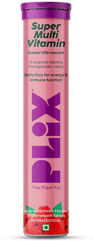 The Plant Fix Plix Multivitamin Effervescent Tablets for Daily Nutrients| Immune System & Energy(15 No)