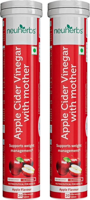 NutraChoice Apple Cider Vinegar for Weight Loss with Mother -75 Effervescent Tablets(5 x 15 Tablets)