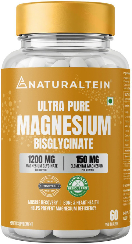 NATURALTEIN Magnesium glycinate 1200mg Sleep, Brain, Muscle & Heart Support(60 Tablets)