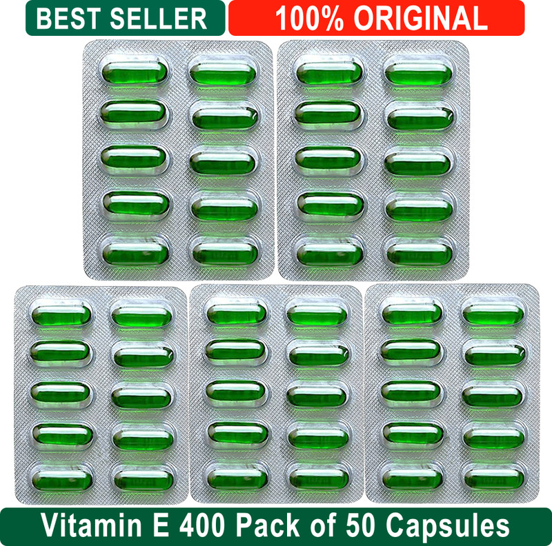 GREEN MOUNTAIN Vitamin-E 400 Supplement – Natural Antioxidant for Radiant Skin & Shiny Hair(50 Capsules)
