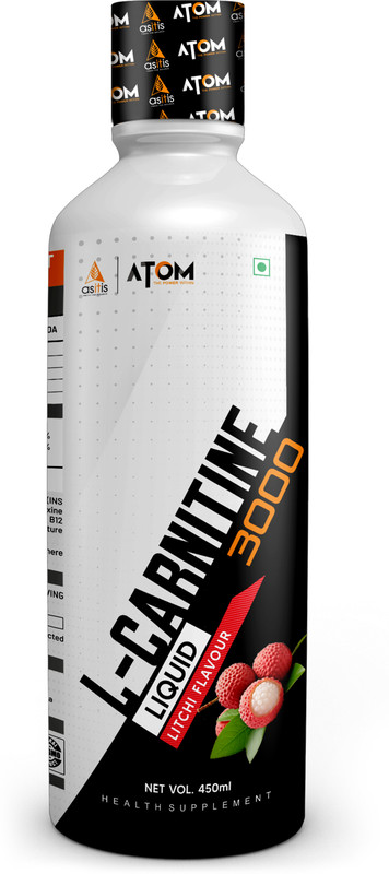 AS-IT-IS Nutrition ATOM L- Carnitine 3000mg Liquid, Convert Fat into Energy, Litchi Flavour(450 ml)