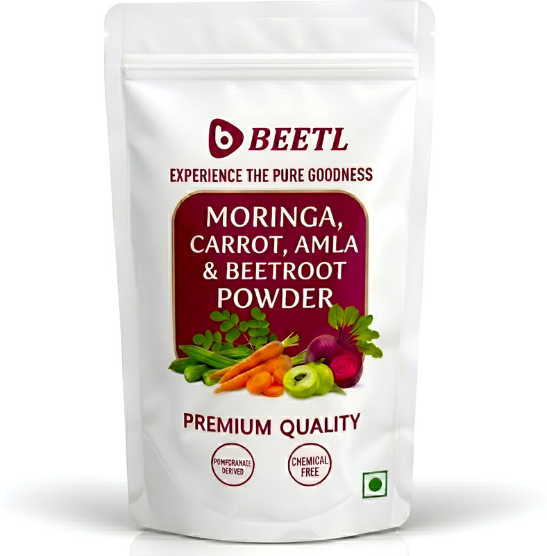 BEETL Premium Organic Moringa, Carrot, Amla & Beetroot Powder - Mix Veg Superfood(100 g)