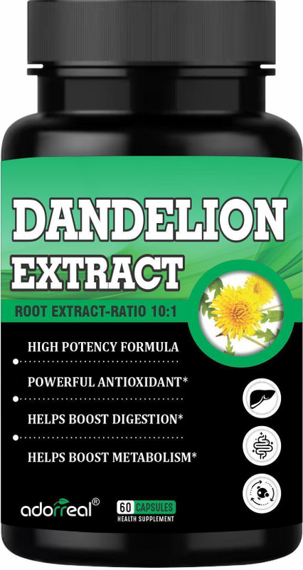 Adorreal Dandelion Extract Root Extract 10:1 Supports Digestion & Metabolism(60 Capsules)