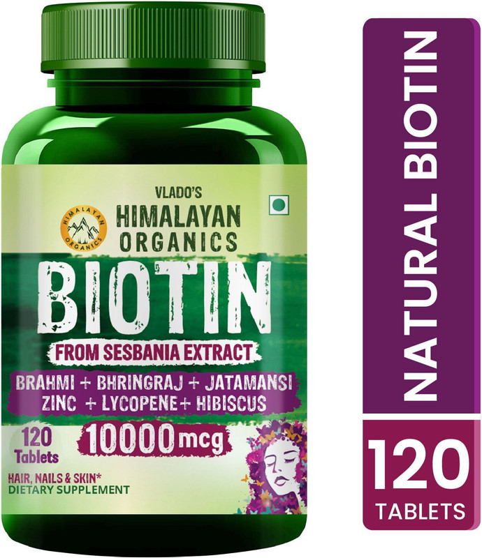 Vlado's Himalayan Organics Biotin 10000mcg for Hair Growth(120 Tablets)