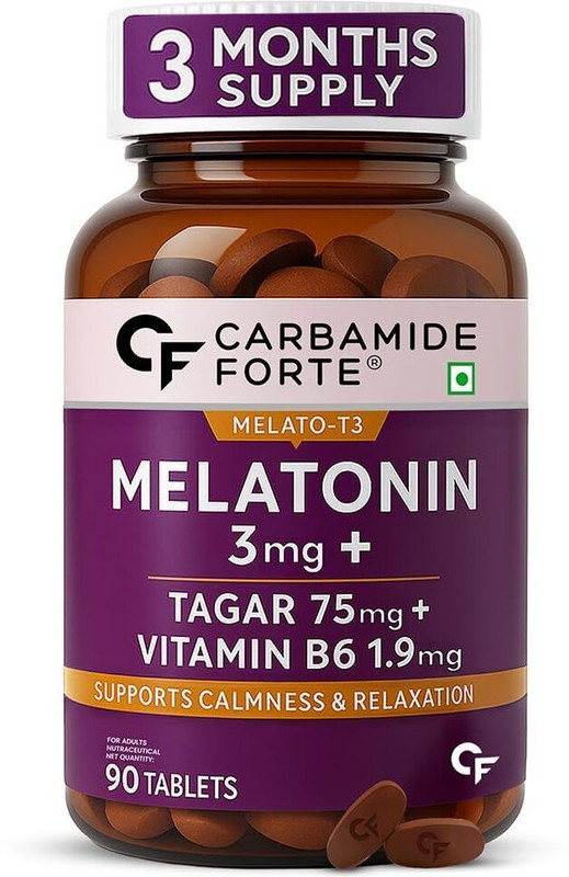 CARBAMIDE FORTE Melatonin 3mg Sleeping Tablets with Tagara 75mg | Deep Sleep Supplement(90 Tablets)