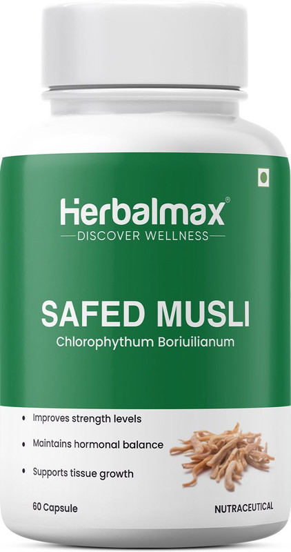 Herbal max Safed Musli Extract Capsule for Strength, Immunity & Stamina 800mg- 60 Capsule(800 mg)