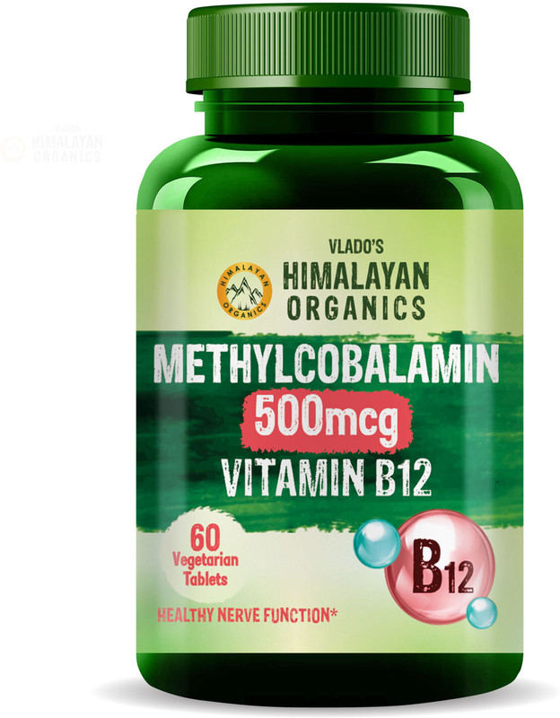Vlado's Himalayan Organics Vitamin B12 Supplements 500 mcg - Methylcobalamin Tablets for Men & Women(60 Tablets)