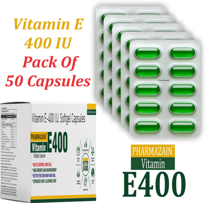 PHARMAZAIN LIFE SCIENCES Vitamin E For Healthy Skin & Eyes, Antioxidant Support, For Men & Women 50 Capsu(50 Capsules)