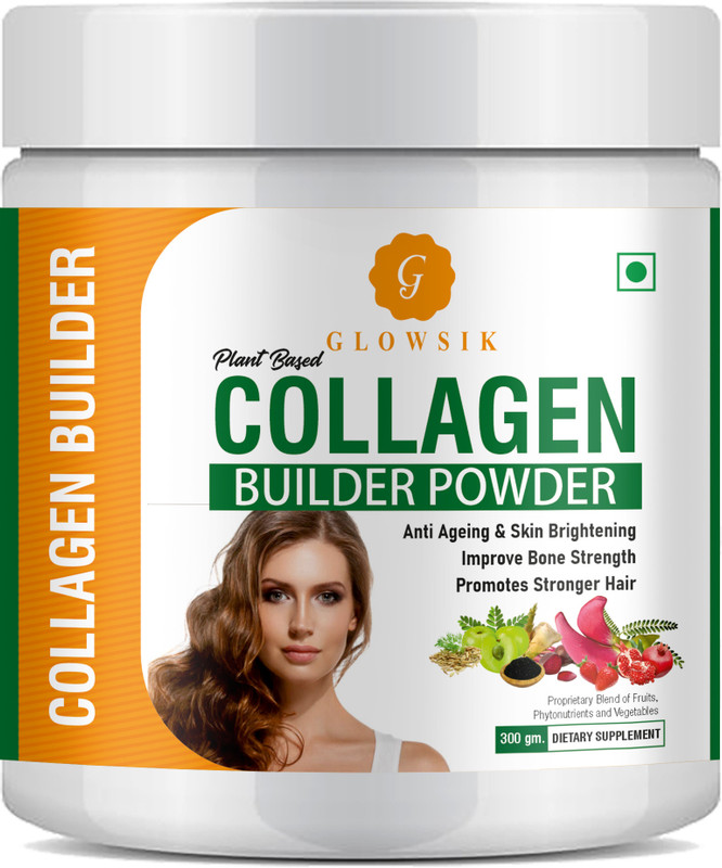 G GLOWSIK Plant Based Collagen Builder with Vitamin C for AntiAgeing Healthy & Beauty Skin(300 g)