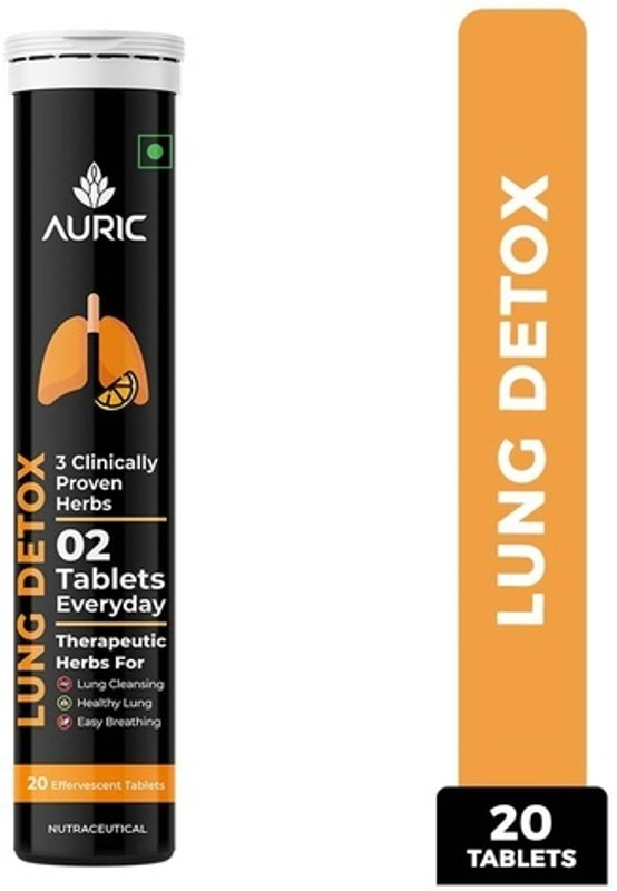 Auric Lung Detox Tablets | NAC, Pushkarmool, Piper Longum & Licorice Extract(20 Tablets)
