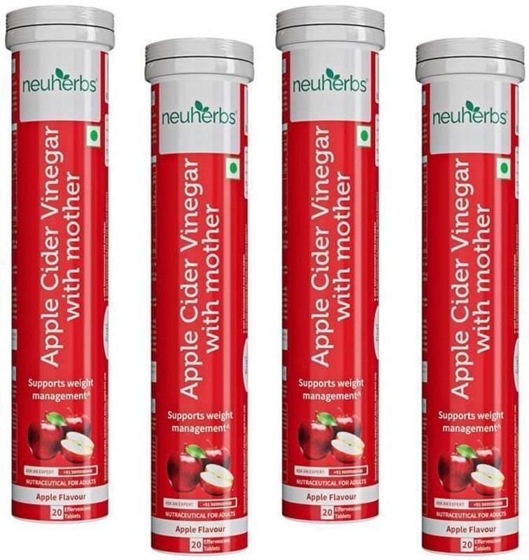 Neuherbs Apple Cider Vinegar Effervescent Tablet With Mother,Vit B6 & B12 For Weight Loss(4 x 20 Tablets)