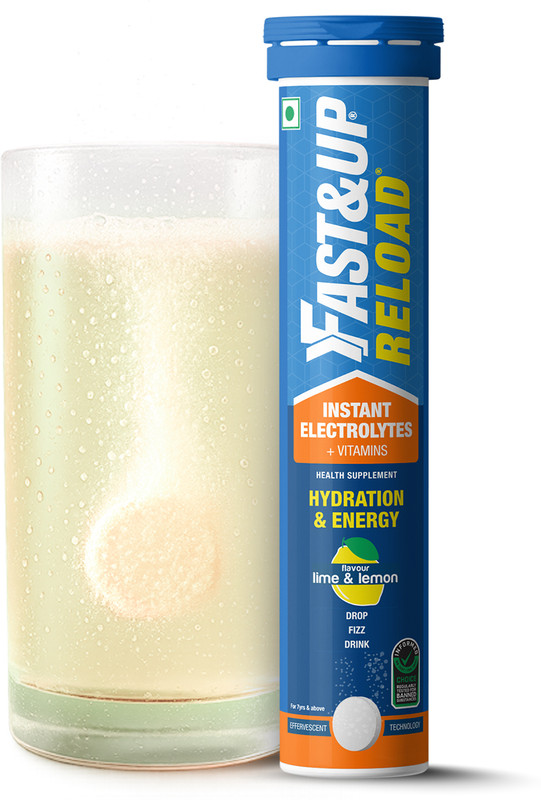 FAST&UP Reload Instant Electrolyte Energy Drink, Effervescent Tablets, Lime & Lemon(20 Tablets)