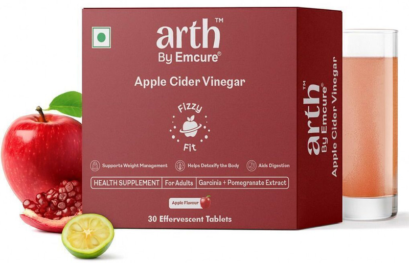 ARTH Apple Cider Vinegar Effervescent: Mother, Garcinia, B12 & B6. Apple_Flavor(3 x 10 Tablets)