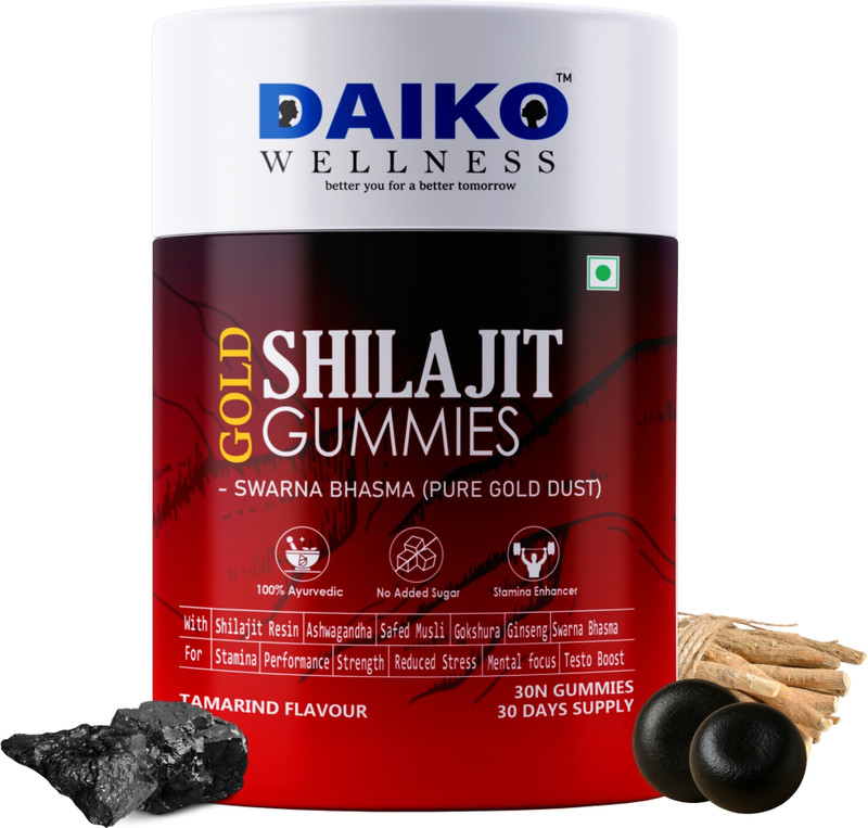 DAIKO WELLNESS Shilajit Gummies with Ashwagandha & Musli – Boost Strength & Stamina Naturally(30 g)