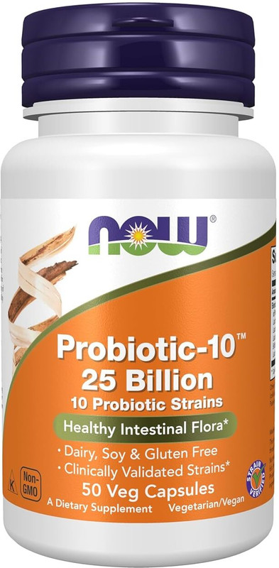 Now Foods Probiotic-10 | 25 Billion | Dairy, Soy & Gluten Free |(50 Capsules)