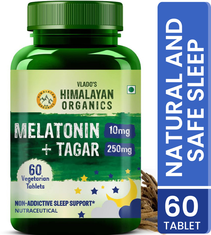 Vlado's Himalayan Organics Melatonin 10Mg + Tagar 250Mg Supplement With Vitamin B6 And Calcium(60 Tablets)