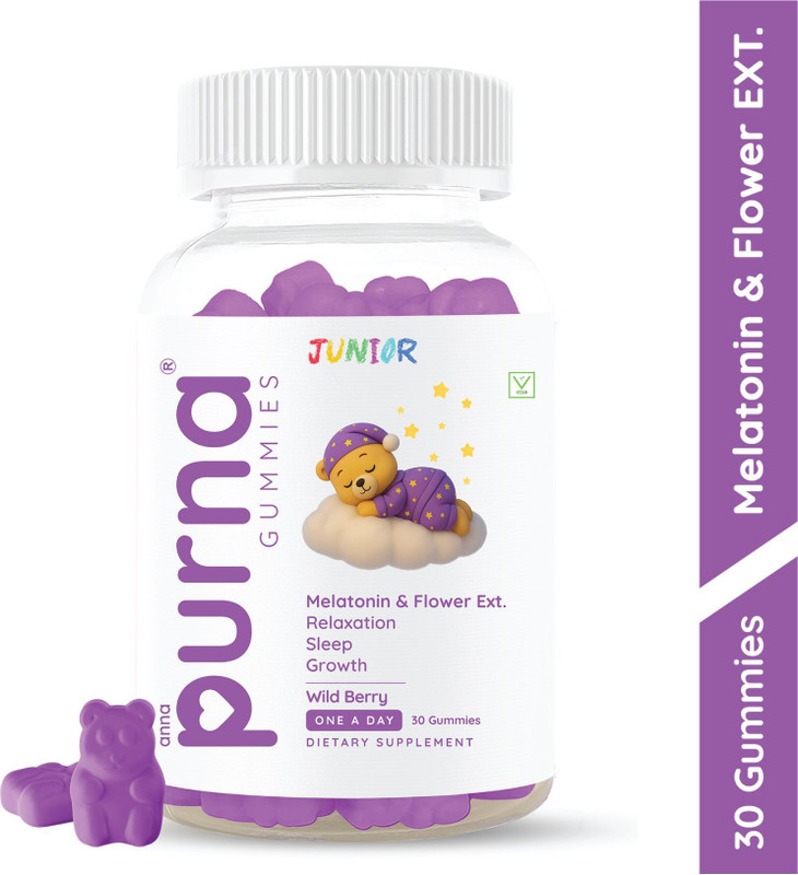 Purna Junior Melatonin Gummies | Wild Berry | Pack of 30 | 1 Daily – Annapurna(30 No)