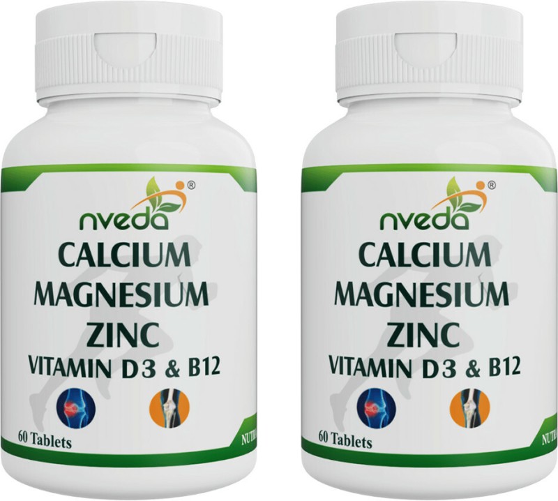 Nveda Calcium 1000mg + Vitamin D3 + Magnesium + Zinc + Vitamin B12 For Bone Health(2 x 60 No)
