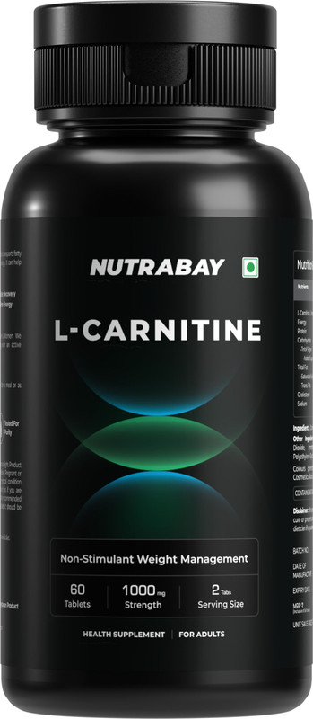 Nutrabay Pro L-Carnitine Fat Burner, L Carnitine Pre Workout Supplement, 1000mg(60 Tablets)