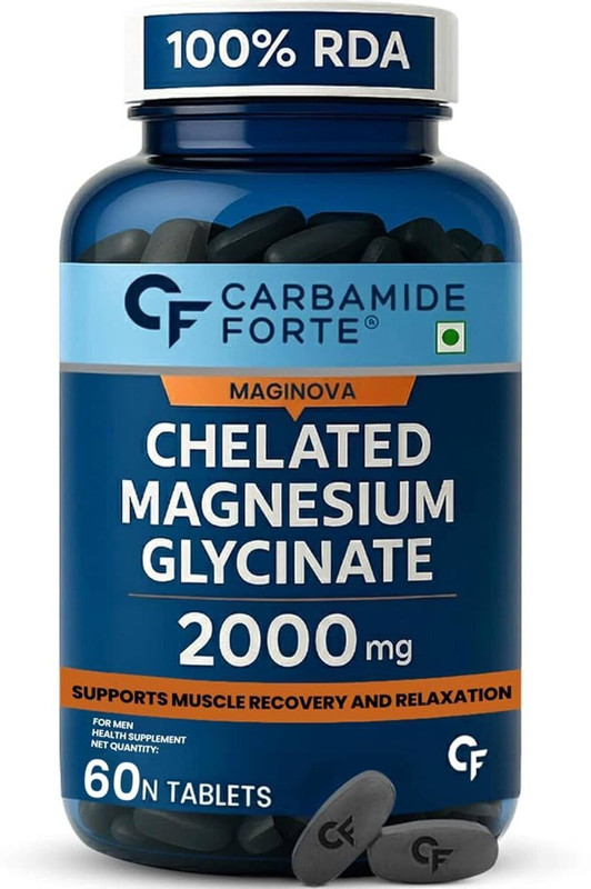 CARBAMIDE FORTE Chelated Magnesium Glycinate 2408mg Per Serving | Magnesium Supplement(60 Tablets)