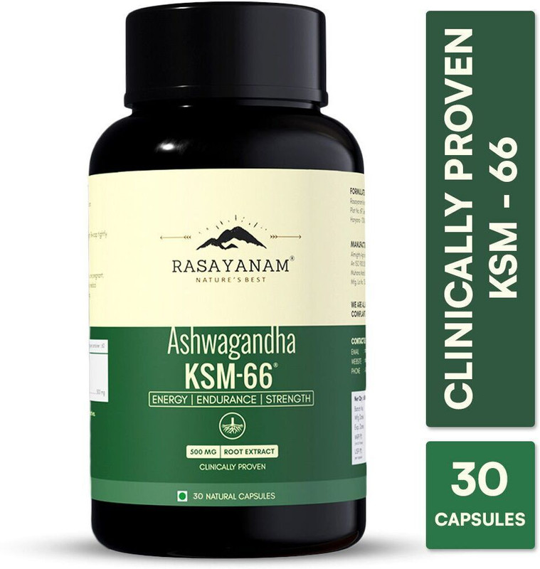 Rasayanam Ashwagandha KSM-66 |Support Strength & Energy | Stress Relief(30 Capsules)