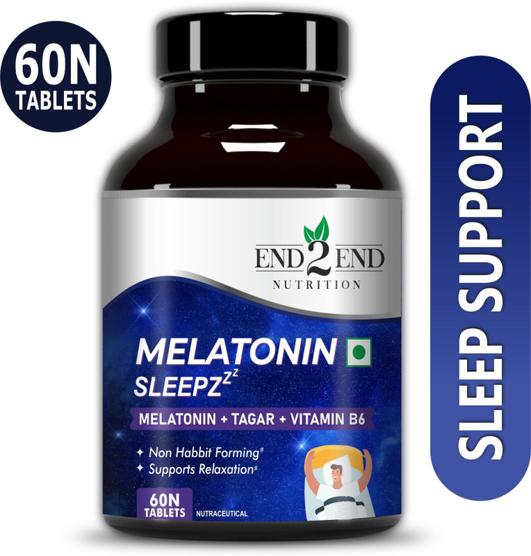 End2End Nutrition Melatonin 5mg | Sleeping aid pills for Deep Sleep | Non-Addictive(60 Tablets)