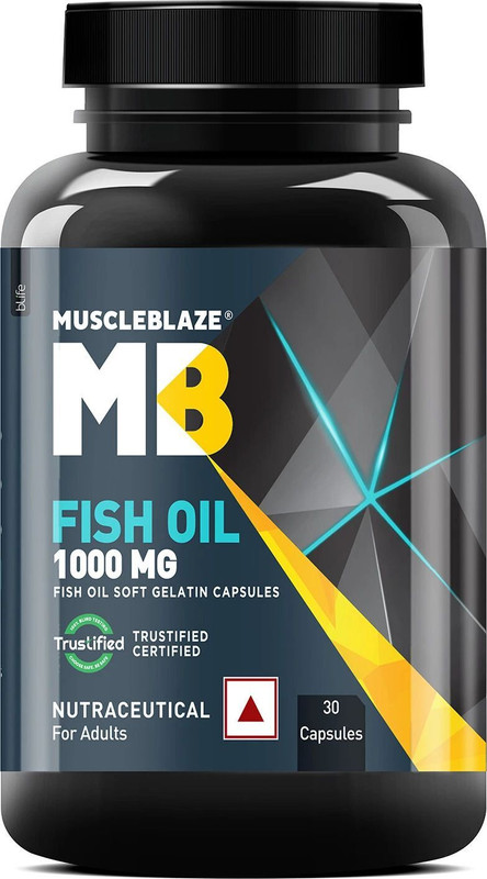 MUSCLEBLAZE Omega 3 Fish Oil 1000 mg with 180 mg EPA and 120 mg DHA(30 Capsules)