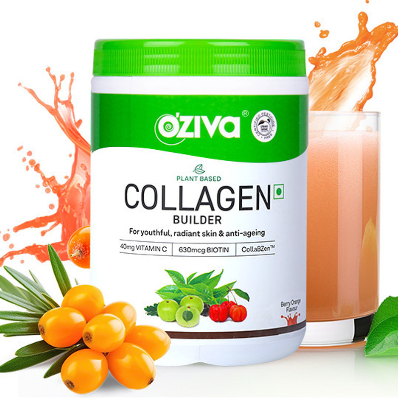 OZiva Vegan Collagen (Berry Orange) with Biotin & Vit C for Brighter & Youthful Skin(200 g)