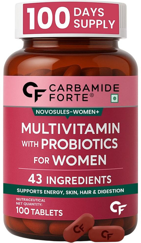 CARBAMIDE FORTE Multivitamin Tablets for Women with Probiotics & Mineral, Multivitamin for Women(100 Tablets)