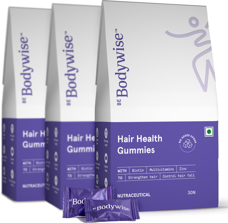 Be Bodywise 30 mcg Biotin Hair Gummies |3 Months Pack| Stronger Hair &Nails|No Added Sugar(3 x 30 No)