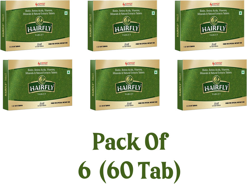 Hairfly TABLET WITH VITAMINS,MINERALS & NATURAL EXTRACTS 6 STRIP(6 x 10 Tablets)