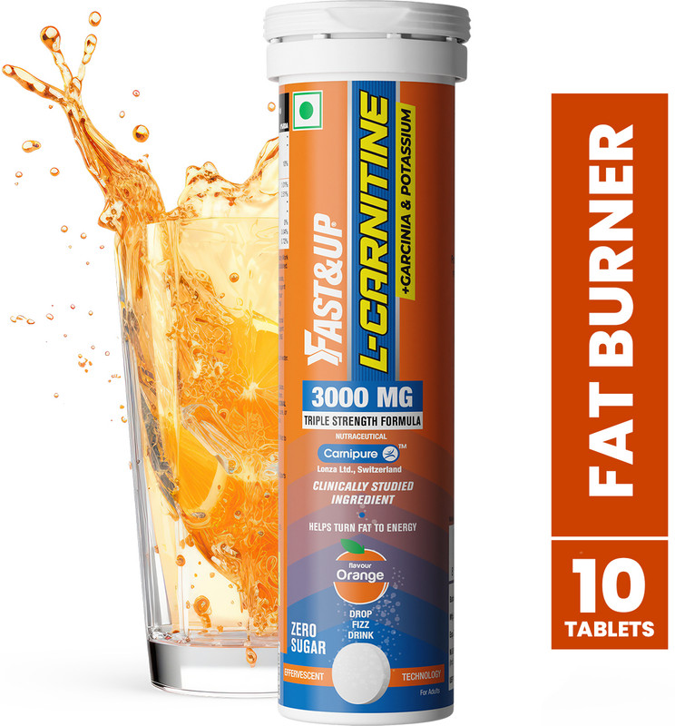 FAST&UP L-CARNITINE 3000 MG - TRIPLE ACTION FORMULA FOR FASTER FAT BURN (ORANGE)(10 Tablets)