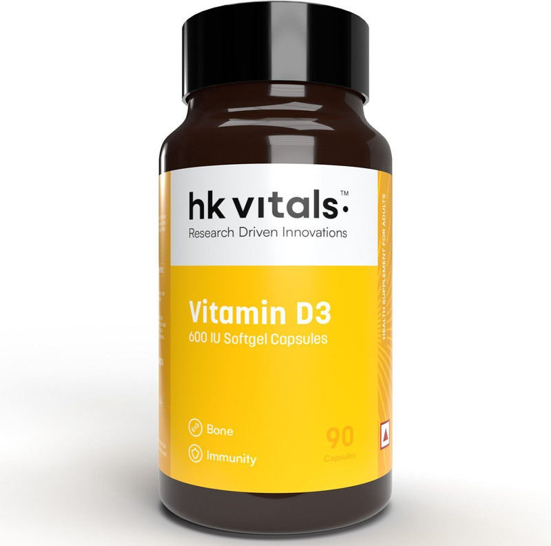 HEALTHKART HK Vitals Vitamin D3 (600 IU), for Bone Health, Muscle Strength & Immunity(90 Capsules)