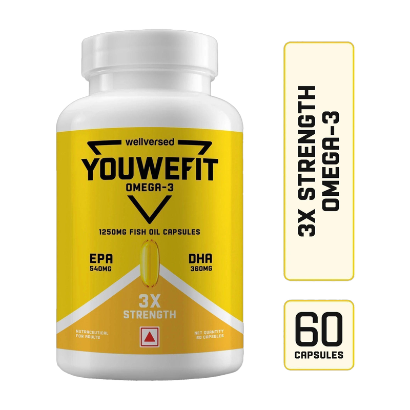 YouWeFit Omega-3 Fish Oil | 1250mg Triple Strength Fish Oil Capsules | No Fishy Burps(60 Capsules)