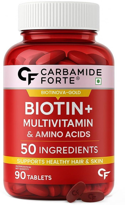 CARBAMIDE FORTE Biotin Tablets with 50 Multivitamin Ingredients | Biotin for Hair & Skin(90 Tablets)