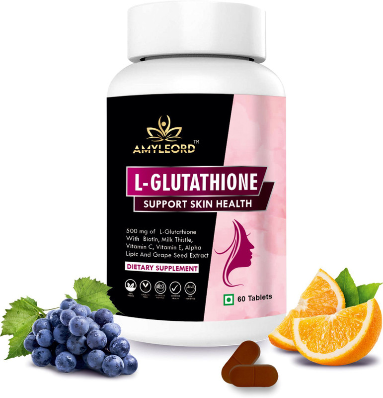 Amyleord L-Glutathione Tablet 1000mg with Vitamin C&E, Biotin, Grape Seed for Skin Glow(60 Tablets)