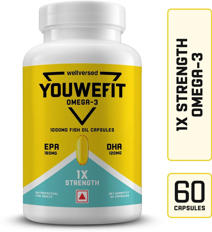YouWeFit Omega-3 Fish Oil | 1250mg Triple Strength Fish Oil Capsules | No Fishy Burps(60 Capsules)