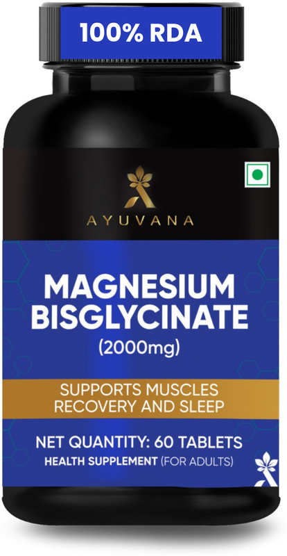 Ayuvana Magnesium Bisglycinate Tablets 2000mg 440mg Elemental Muscle Sleep(60 Tablets)